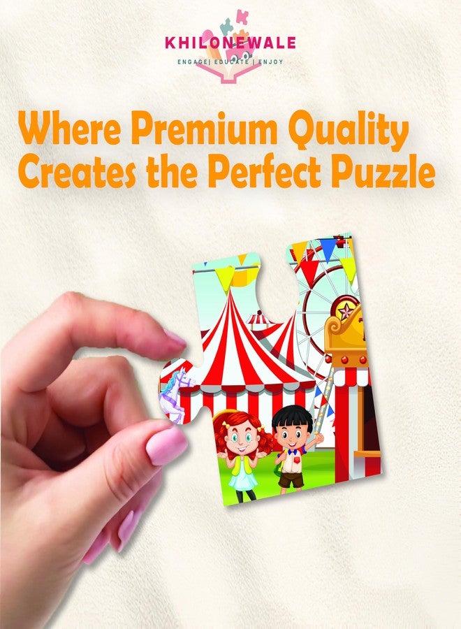 Khilonewale Combo of Wooden Farm Animal & Fair Jigsaw Puzzles for Kids - 24-Piece Educational Puzzle Toys for Toddlers & Preschoolers, Enhances Cognitive Skills & Imagination - Image 3